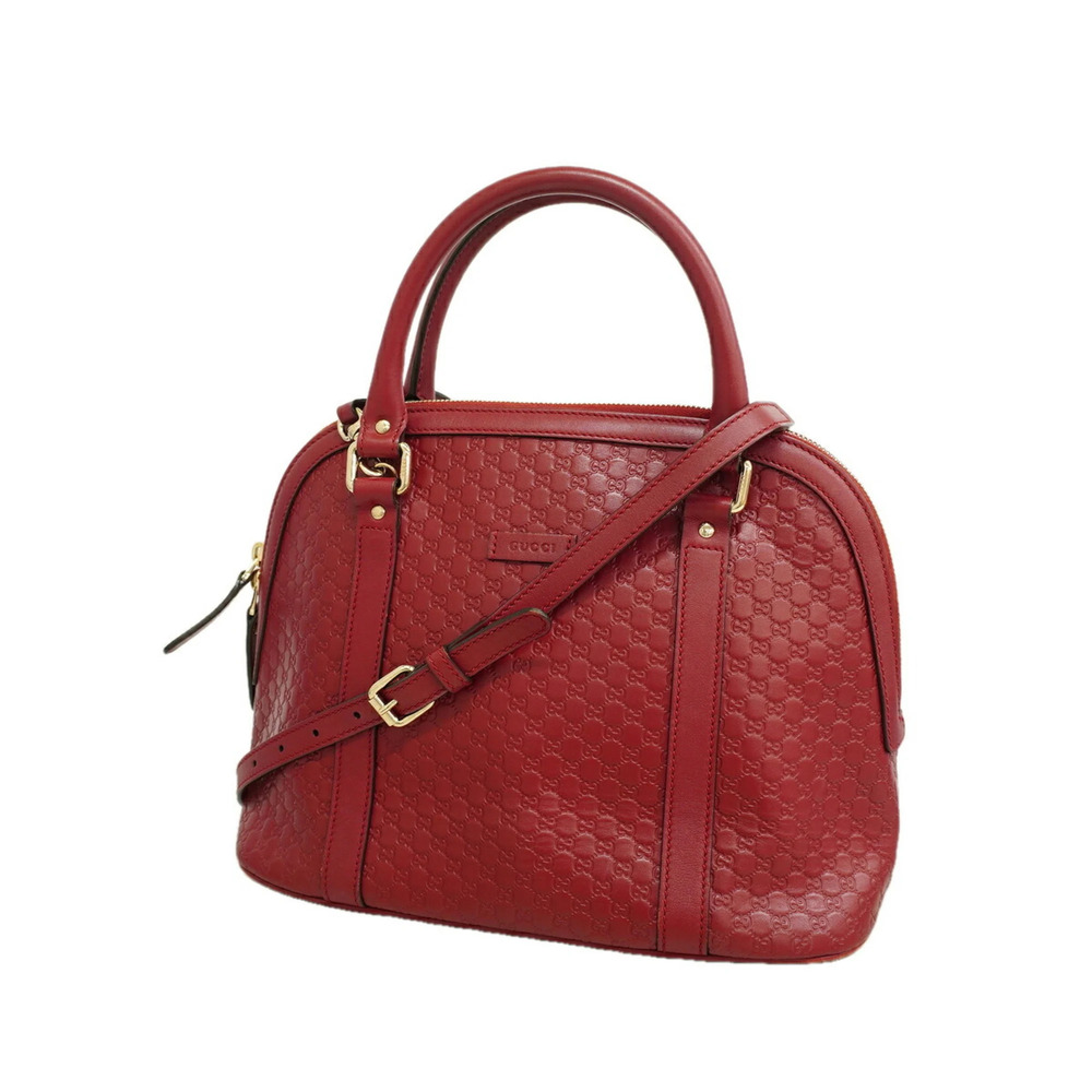 Gucci Microguccissima Handbag 449663 Leather Red Champagne 2-way Bag for Women